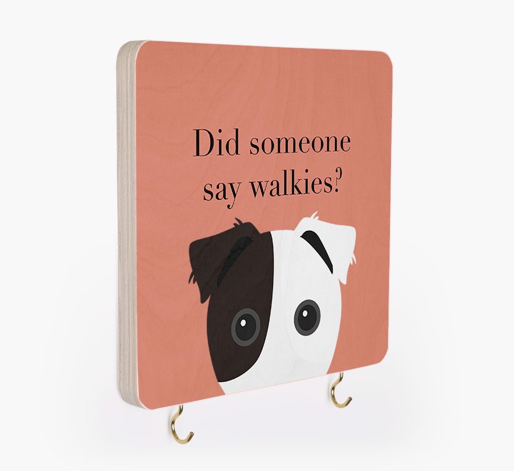 'Did Someone Say Walkies?' - Personalized {breedFullName} Lead & Collar Hanger