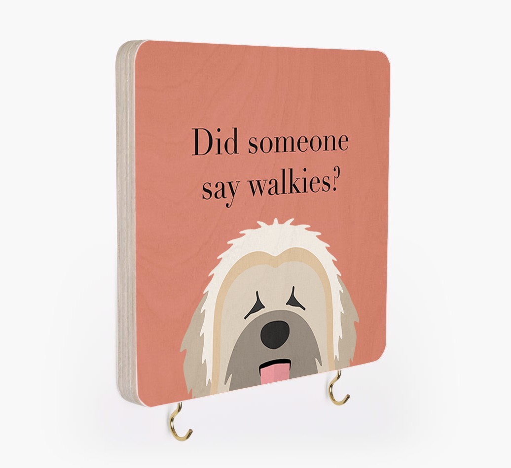 'Did Someone Say Walkies?' - Personalized {breedFullName} Lead & Collar Hanger