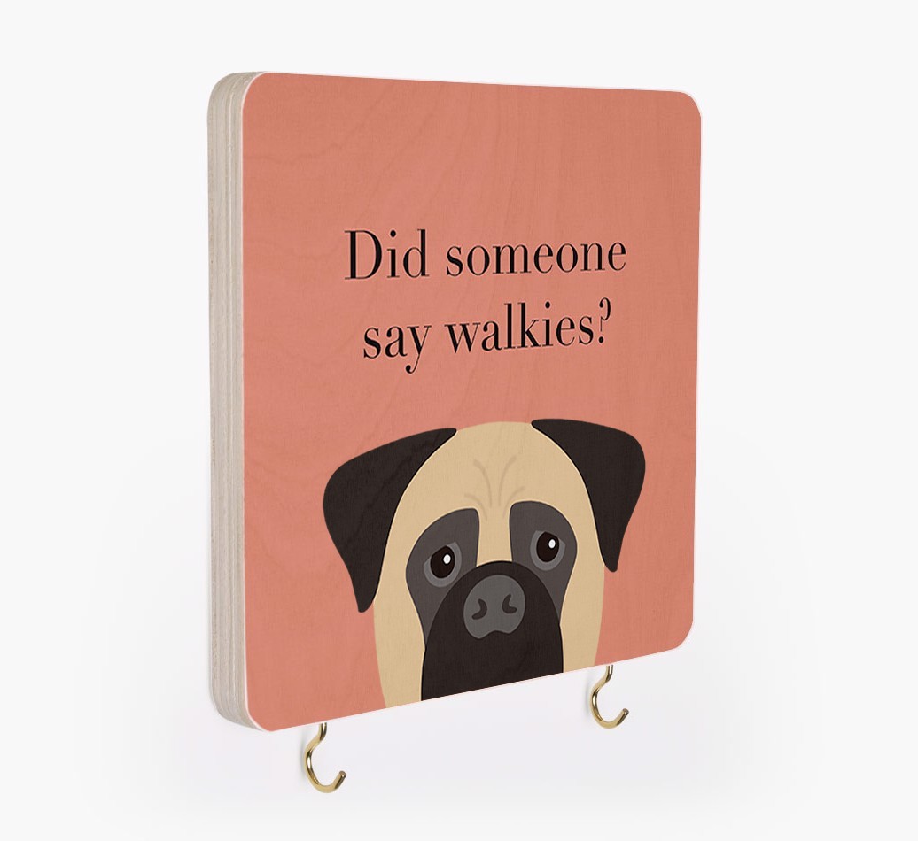 'Did Someone Say Walkies?' - Personalized {breedFullName} Lead & Collar Hanger