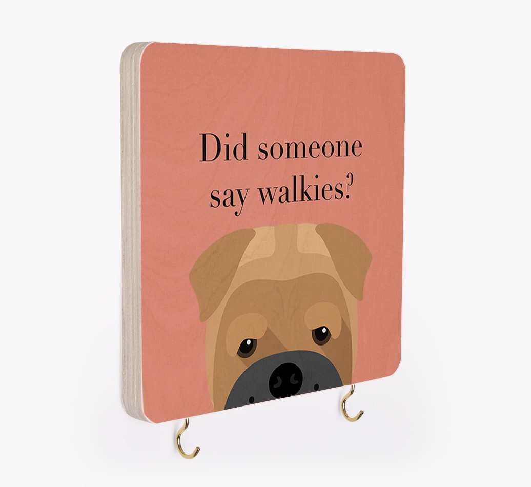 'Did Someone Say Walkies?' - Personalized {breedFullName} Lead & Collar Hanger