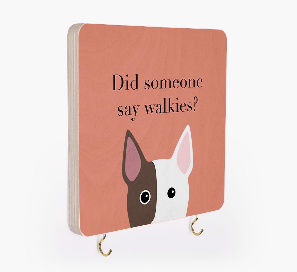 'Did Someone Say Walkies?' - Personalised {breedFullName} Lead & Collar Hanger
