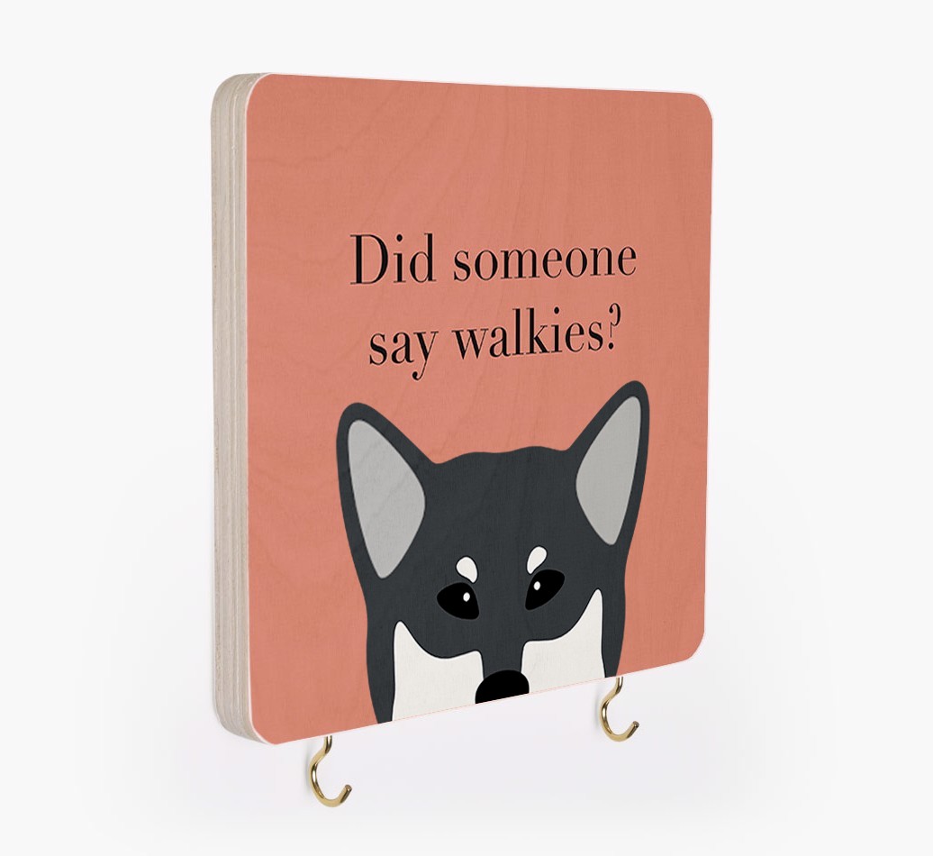 'Did Someone Say Walkies?' - Personalized {breedFullName} Lead & Collar Hanger
