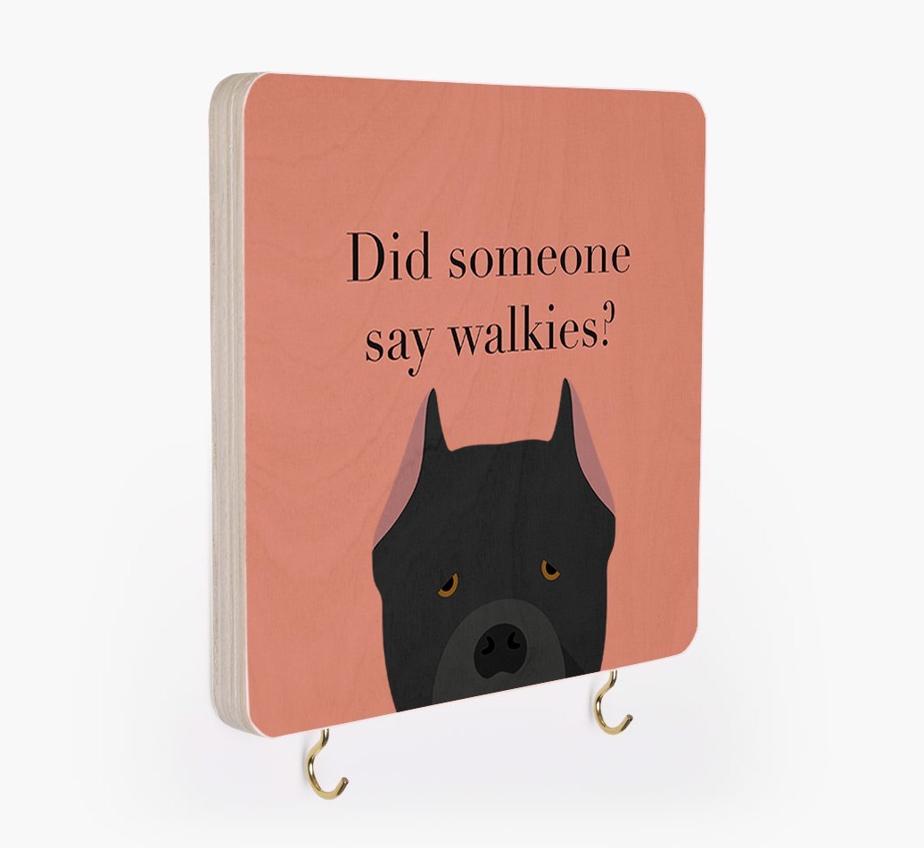'Did Someone Say Walkies?' - Personalized {breedFullName} Lead & Collar Hanger
