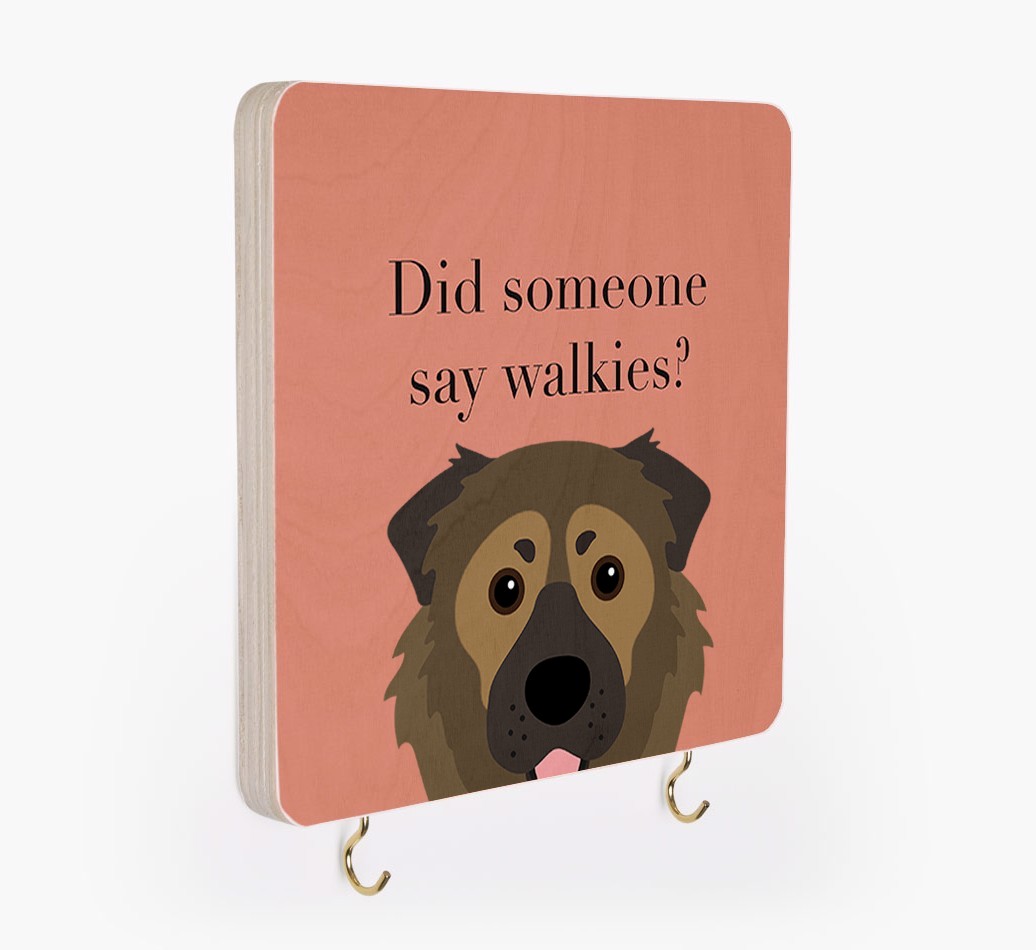 'Did Someone Say Walkies?' - Personalized {breedFullName} Lead & Collar Hanger