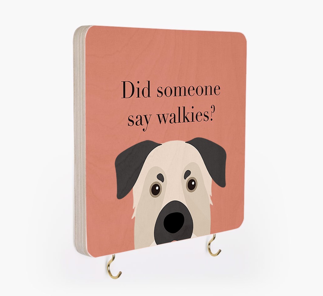 'Did Someone Say Walkies?' - Personalized {breedFullName} Lead & Collar Hanger