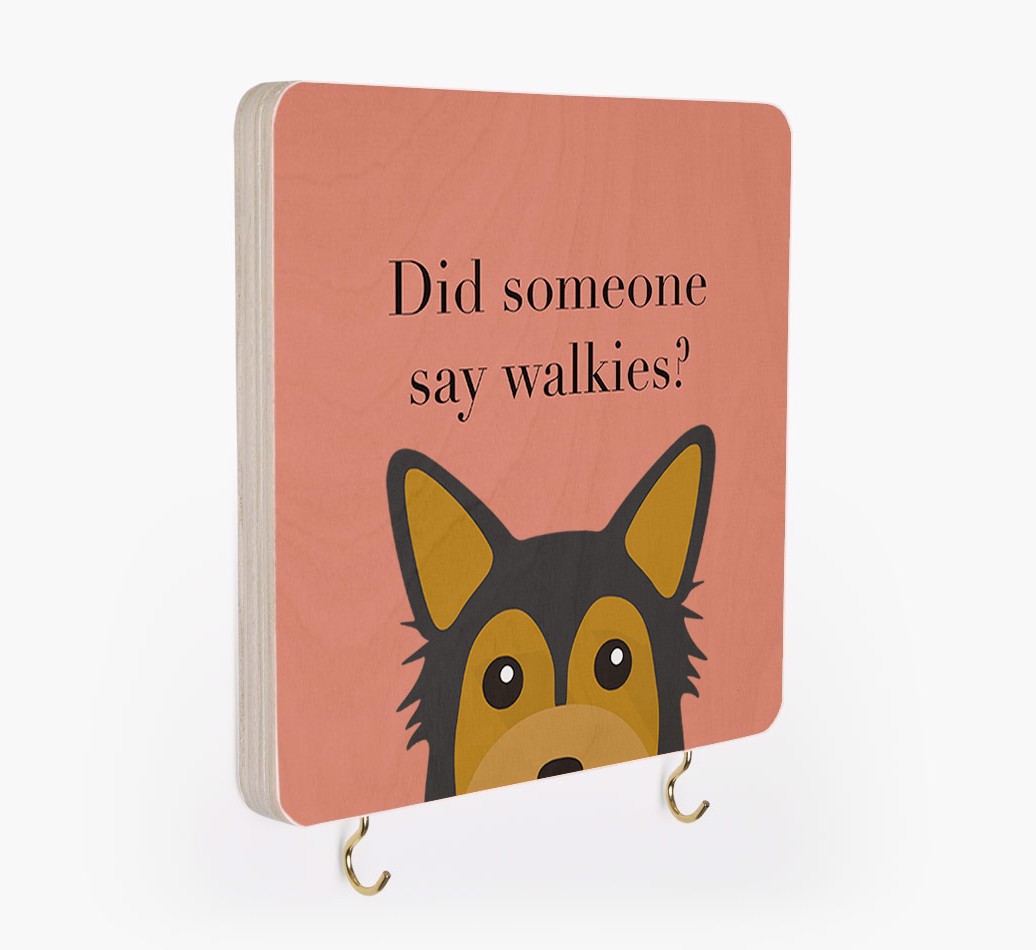 'Did Someone Say Walkies?' - Personalized {breedFullName} Lead & Collar Hanger