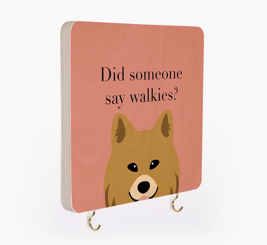 'Did Someone Say Walkies?' - Personalized {breedFullName} Lead & Collar Hanger