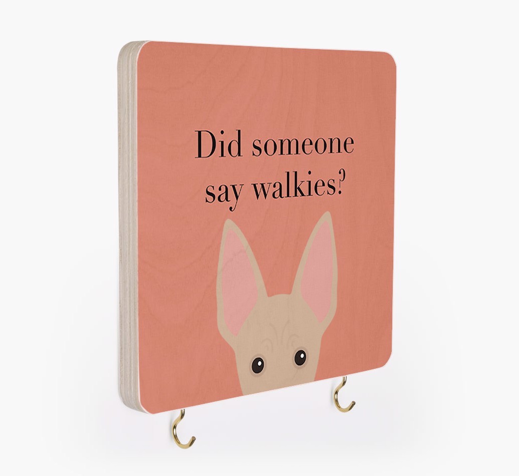 'Did Someone Say Walkies?' - Personalized {breedFullName} Lead & Collar Hanger