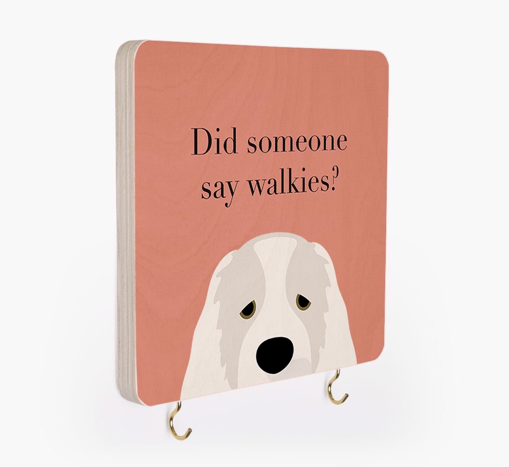 'Did Someone Say Walkies?' - Personalized {breedFullName} Lead & Collar Hanger