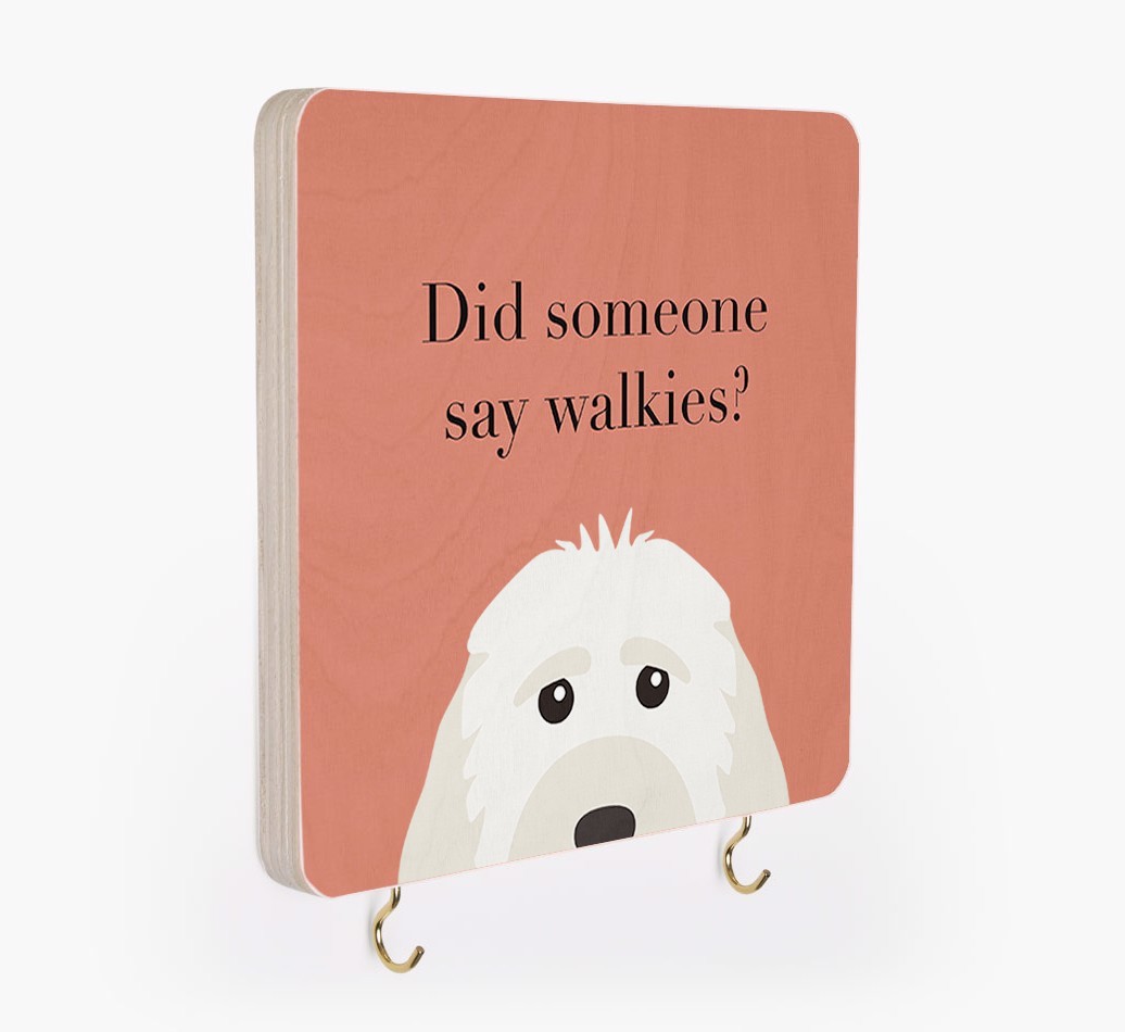 'Did Someone Say Walkies?' - Personalized {breedFullName} Lead & Collar Hanger