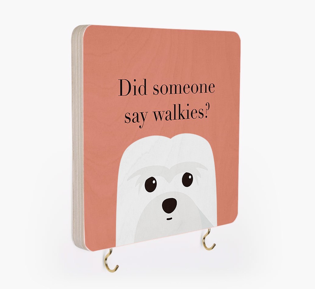 'Did Someone Say Walkies?' - Personalised {breedFullName} Lead & Collar Hanger