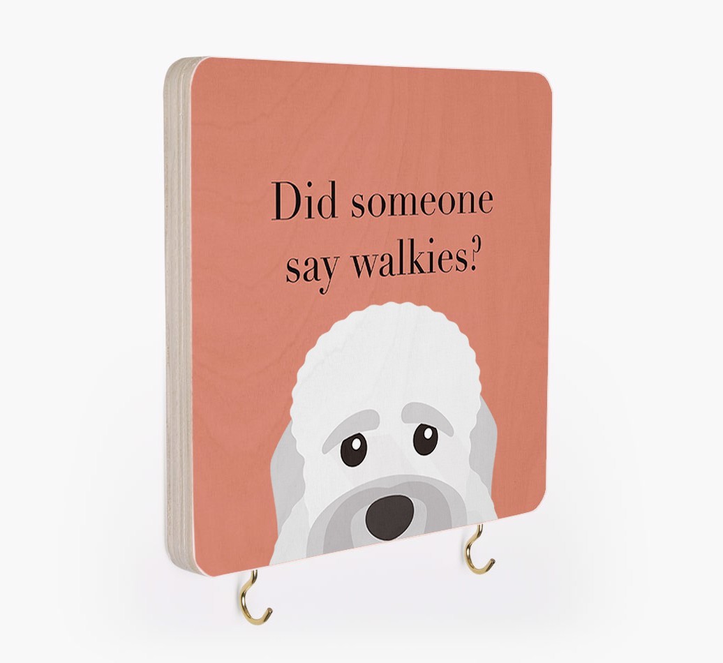 'Did Someone Say Walkies?' - Personalized {breedFullName} Lead & Collar Hanger