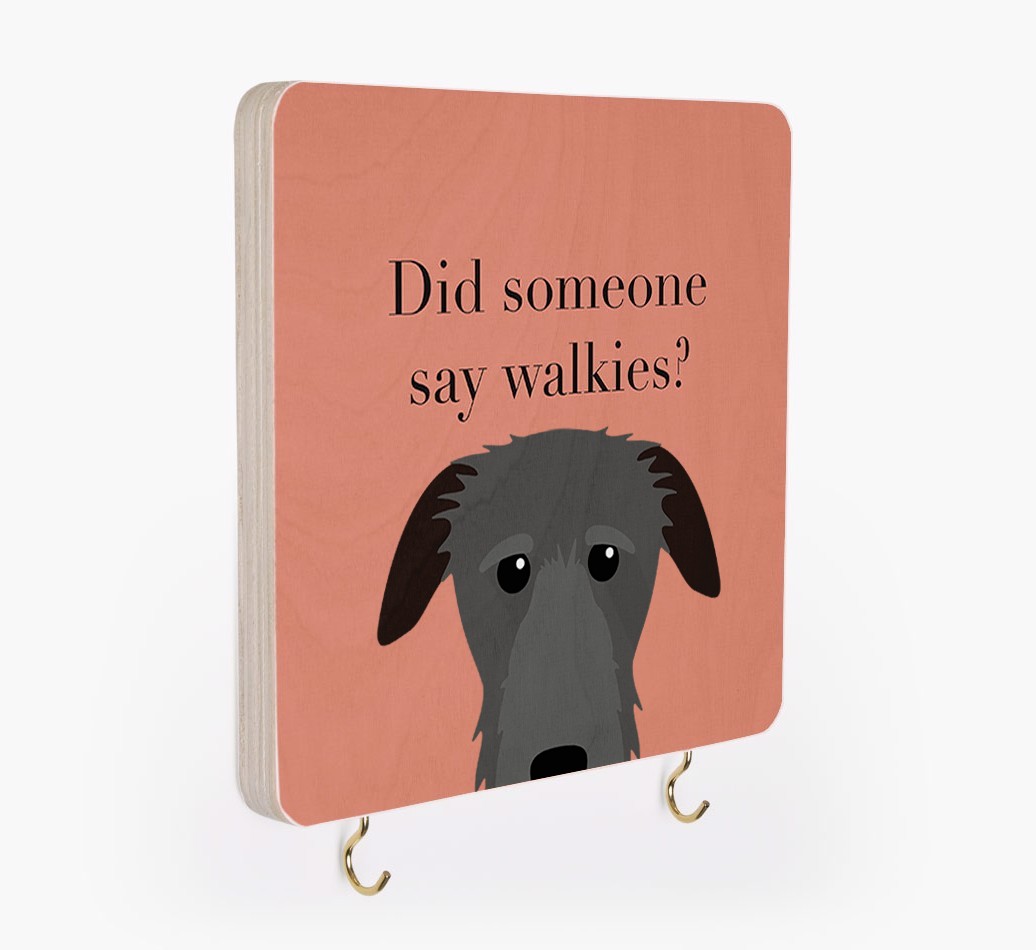 'Did Someone Say Walkies?' - Personalized {breedFullName} Lead & Collar Hanger