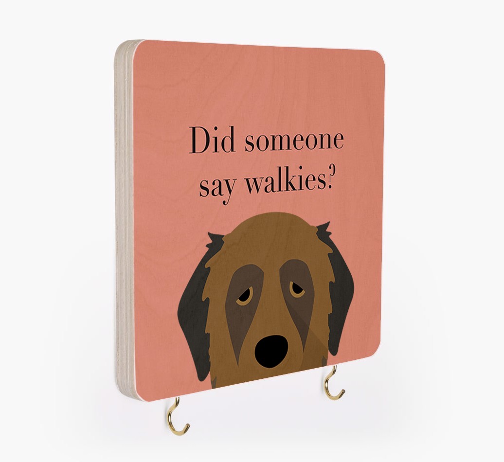 'Did Someone Say Walkies?' - Personalized {breedFullName} Lead & Collar Hanger