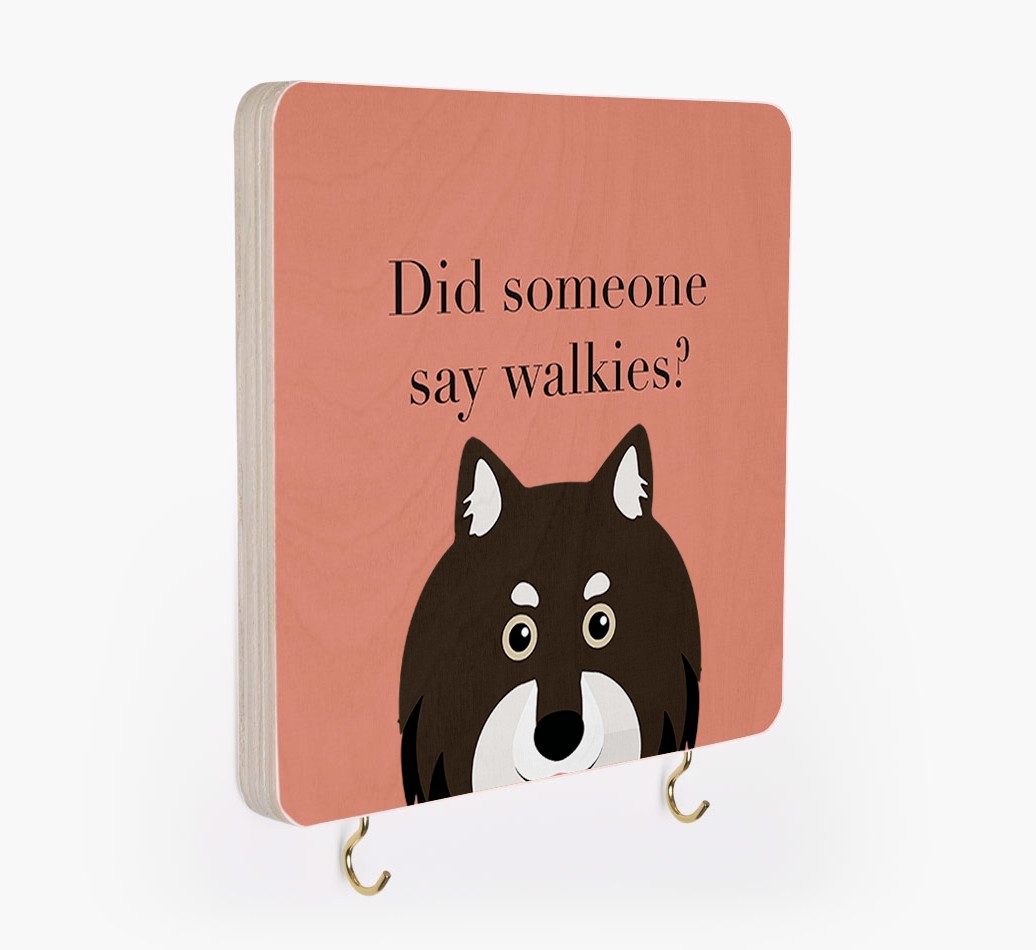 'Did Someone Say Walkies?' - Personalized {breedFullName} Lead & Collar Hanger