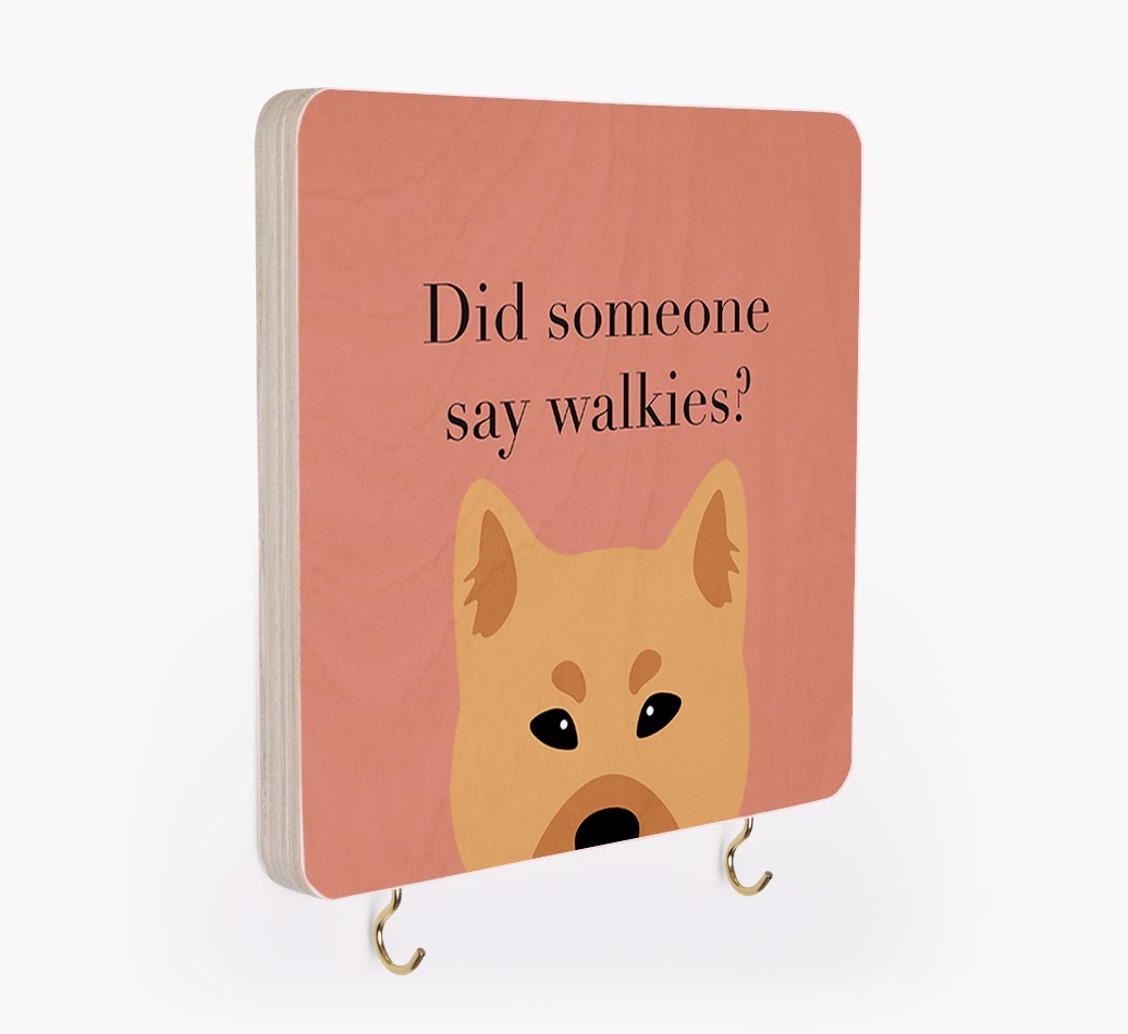 'Did Someone Say Walkies?' - Personalized {breedFullName} Lead & Collar Hanger