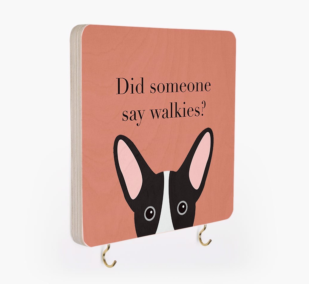 'Did Someone Say Walkies?' - Personalised {breedFullName} Lead & Collar Hanger