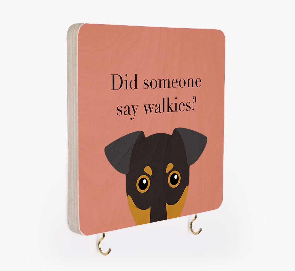 'Did Someone Say Walkies?' - Personalized {breedFullName} Lead & Collar Hanger