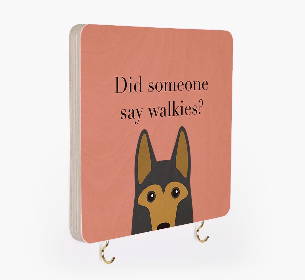 'Did Someone Say Walkies?' - Personalised {breedFullName} Lead & Collar Hanger