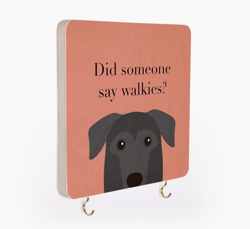 'Did Someone Say Walkies?' - Personalized {breedFullName} Lead & Collar Hanger