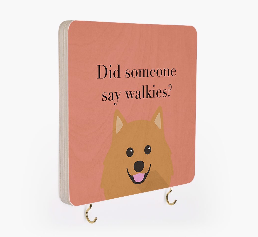 'Did Someone Say Walkies?' - Personalised {breedFullName} Lead & Collar Hanger