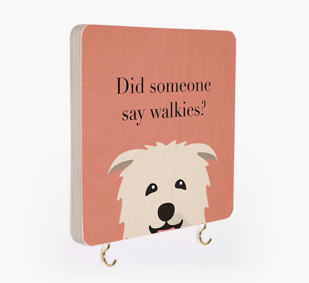 'Did Someone Say Walkies?' - Personalised {breedFullName} Lead & Collar Hanger