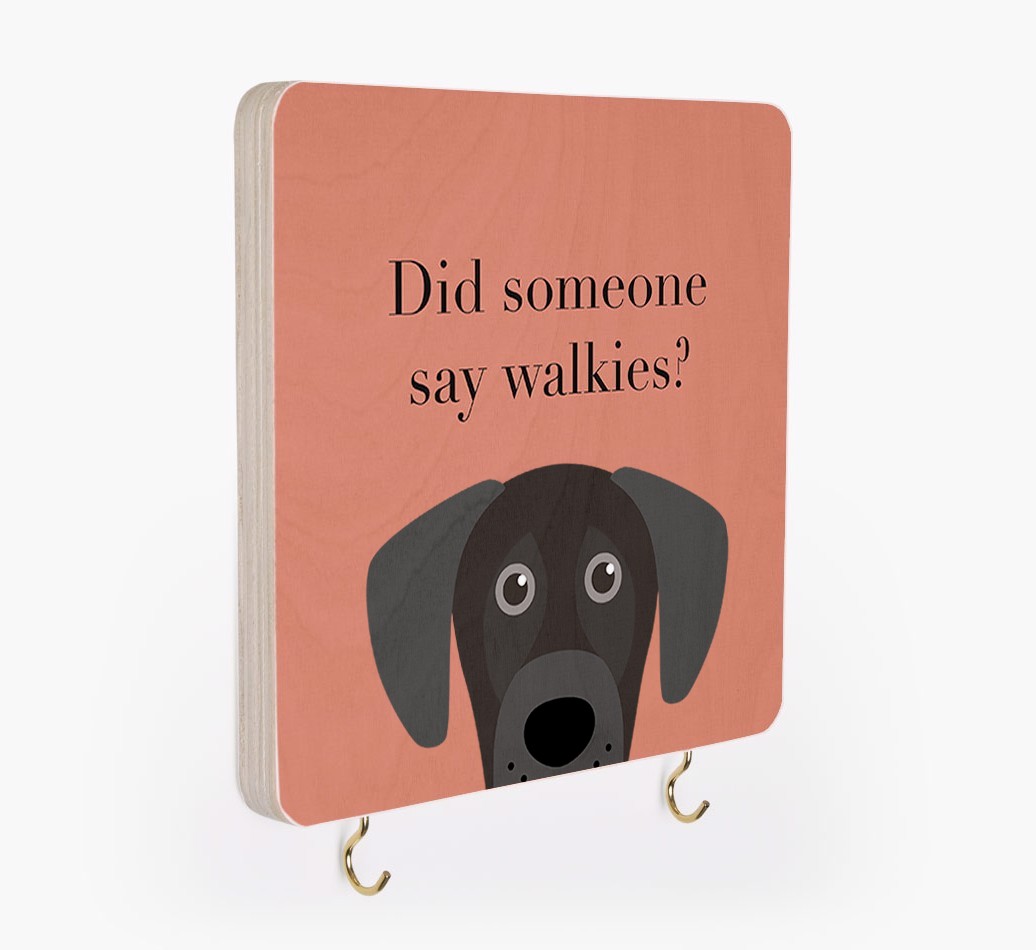 'Did Someone Say Walkies?' - Personalized {breedFullName} Lead & Collar Hanger