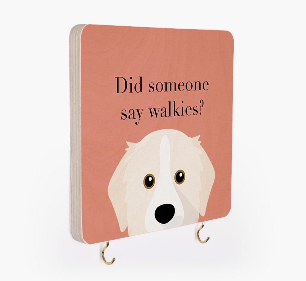 'Did Someone Say Walkies?' - Personalized {breedFullName} Lead & Collar Hanger