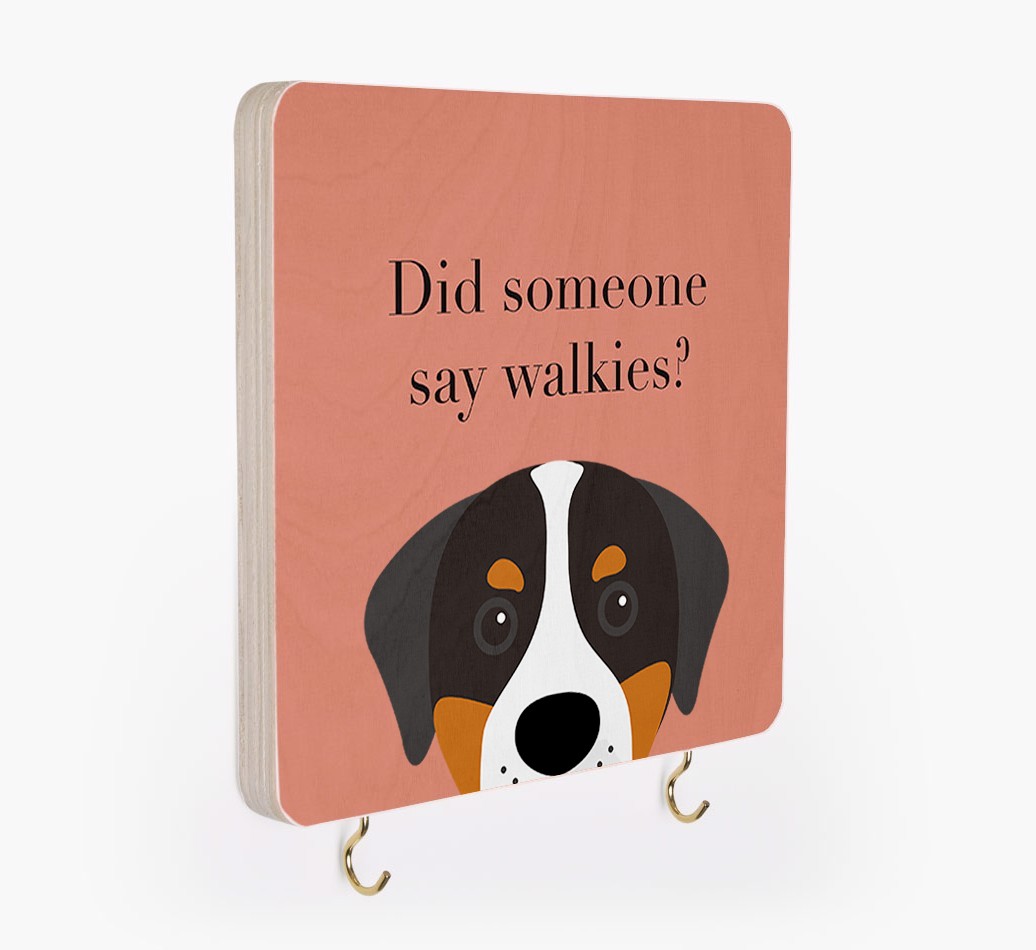 'Did Someone Say Walkies?' - Personalized {breedFullName} Lead & Collar Hanger