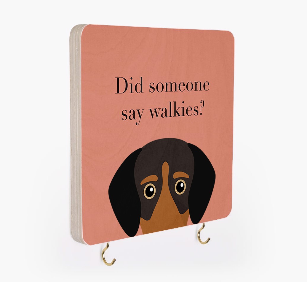 'Did Someone Say Walkies?' - Personalized {breedFullName} Lead & Collar Hanger