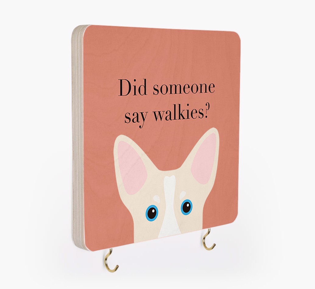 'Did Someone Say Walkies?' - Personalized {breedFullName} Lead & Collar Hanger