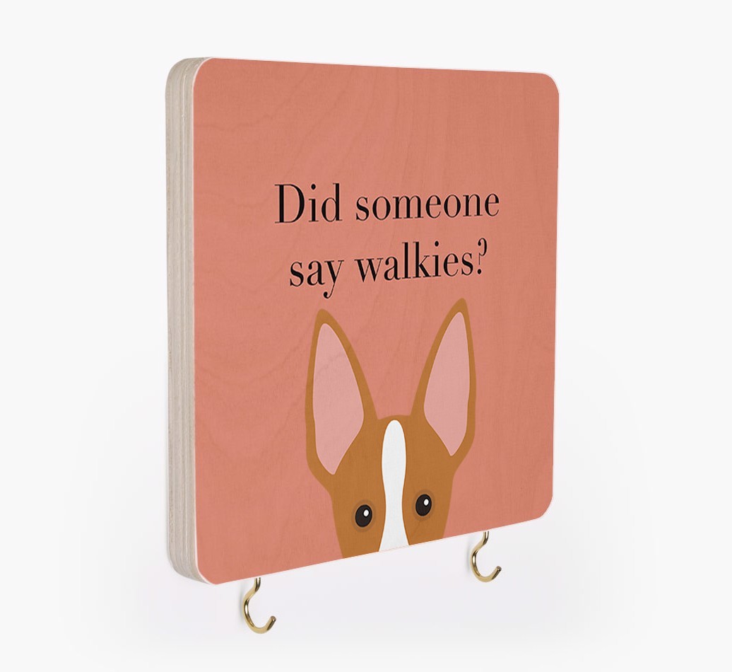 'Did Someone Say Walkies?' - Personalized {breedFullName} Lead & Collar Hanger