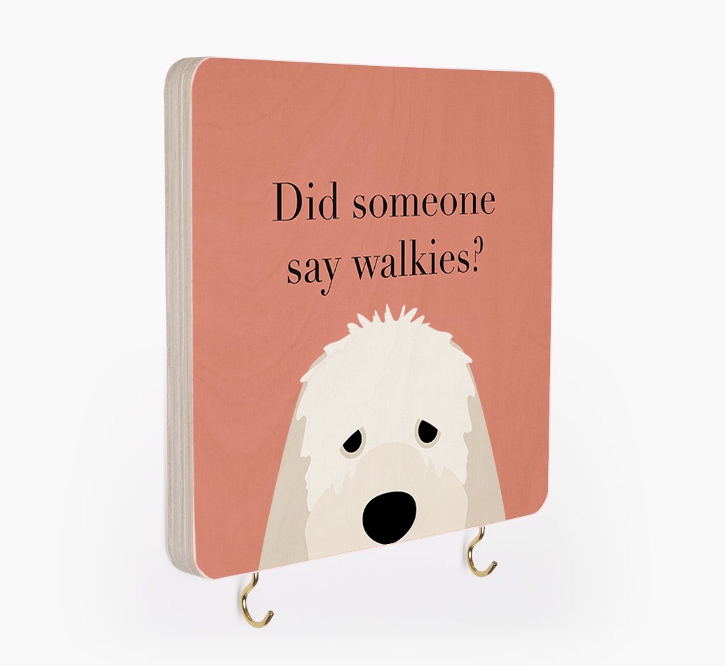 'Did Someone Say Walkies?' - Personalized {breedFullName} Lead & Collar Hanger