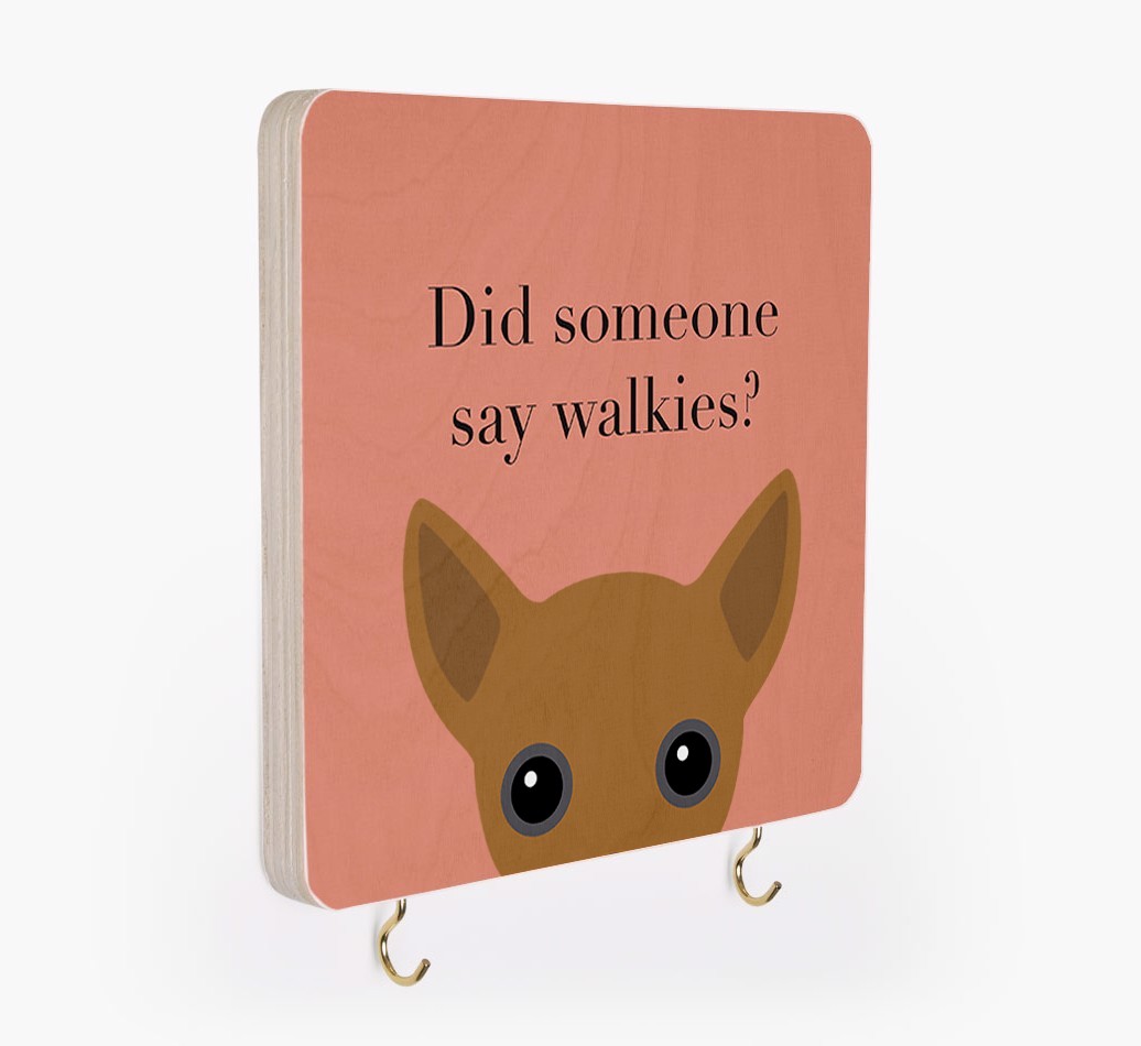 'Did Someone Say Walkies?' - Personalized {breedFullName} Lead & Collar Hanger