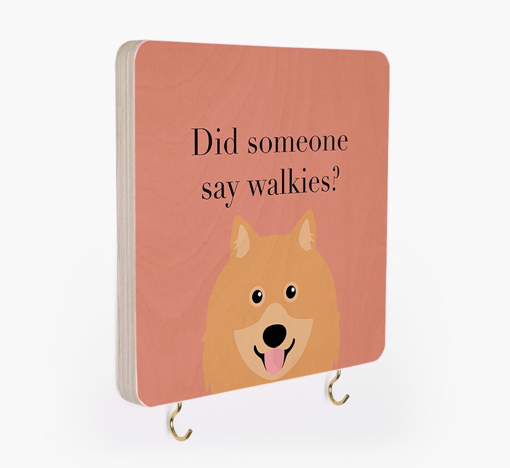 'Did Someone Say Walkies?' - Personalized {breedFullName} Lead & Collar Hanger