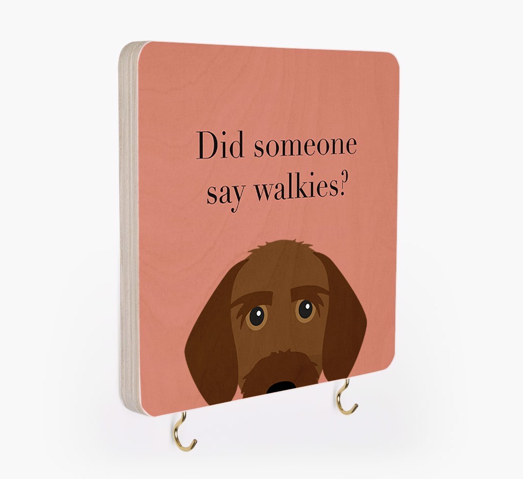 'Did Someone Say Walkies?' - Personalised {breedFullName} Lead & Collar Hanger