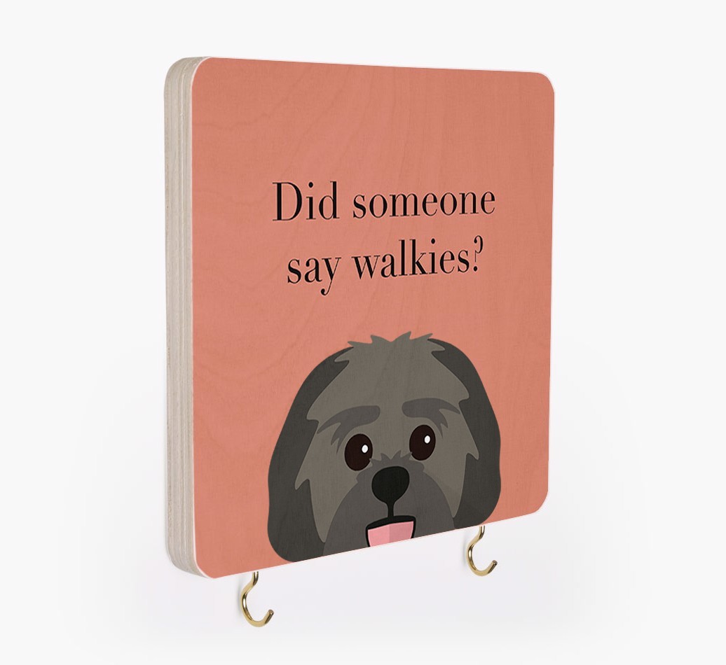 'Did Someone Say Walkies?' - Personalized {breedFullName} Lead & Collar Hanger