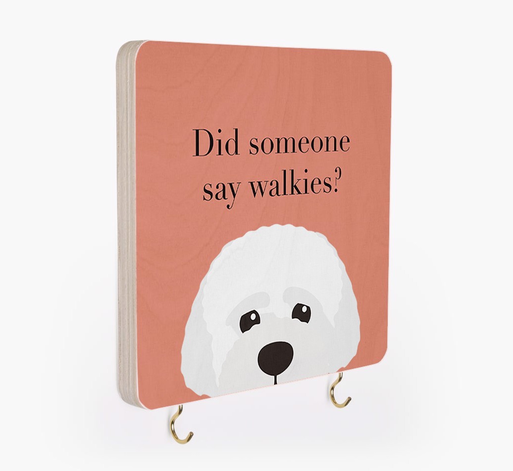 'Did Someone Say Walkies?' - Personalized {breedFullName} Lead & Collar Hanger
