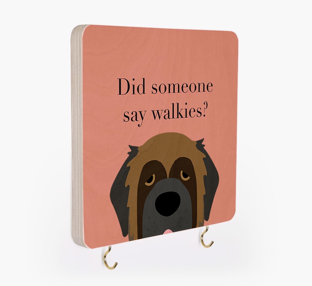 'Did Someone Say Walkies?' - Personalized {breedFullName} Lead & Collar Hanger
