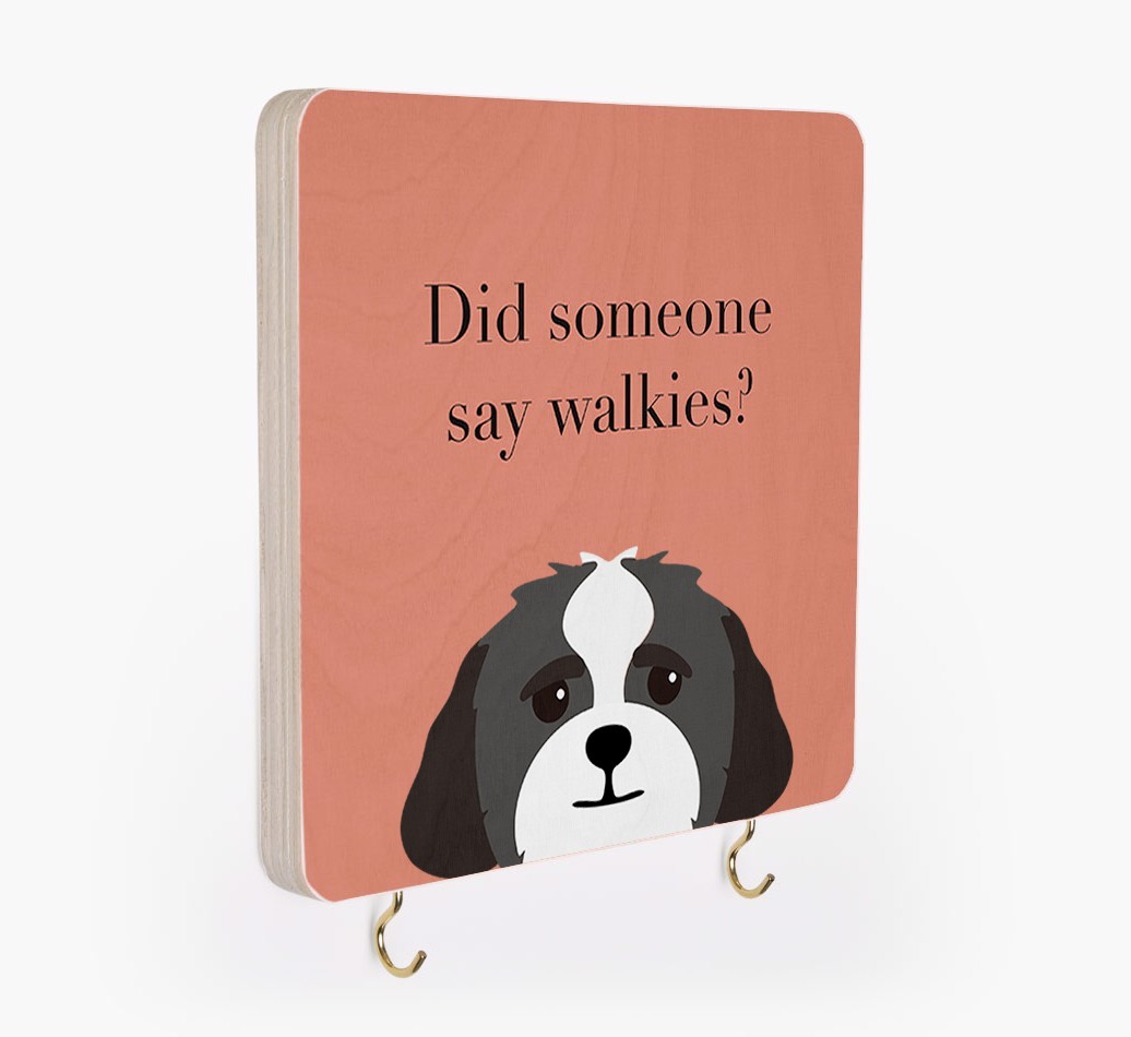 'Did Someone Say Walkies?' - Personalized {breedFullName} Lead & Collar Hanger