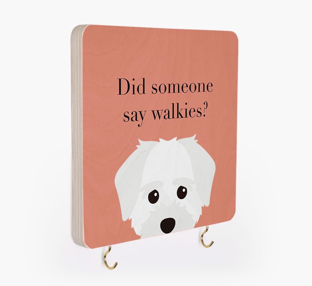 'Did Someone Say Walkies?' - Personalized {breedFullName} Lead & Collar Hanger