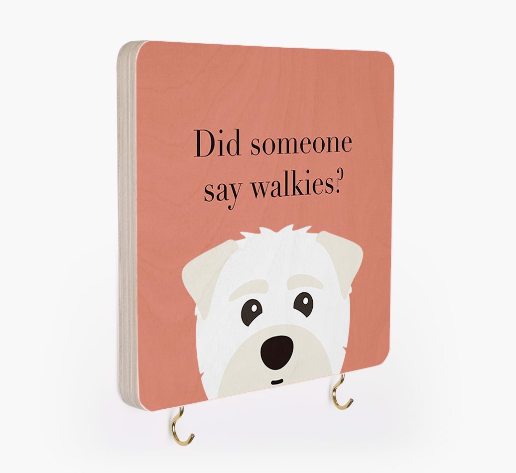 'Did Someone Say Walkies?' - Personalized {breedFullName} Lead & Collar Hanger