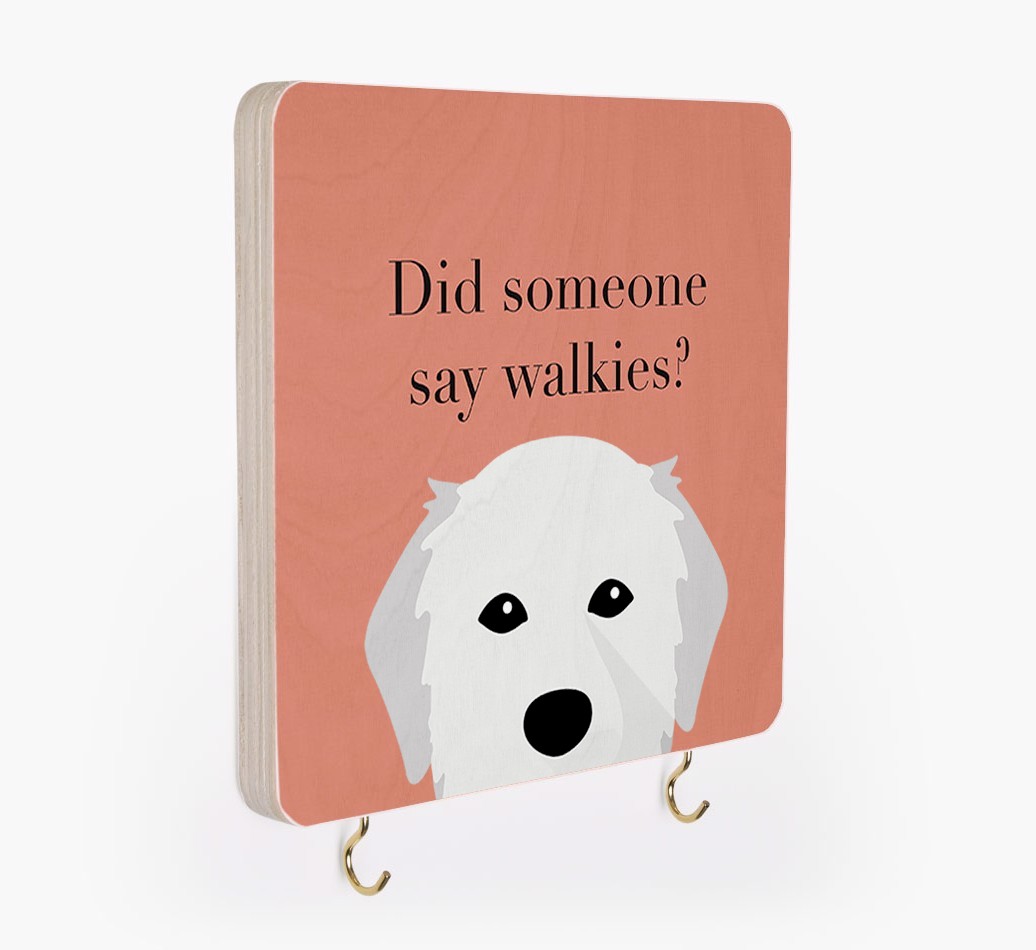 'Did Someone Say Walkies?' - Personalized {breedFullName} Lead & Collar Hanger