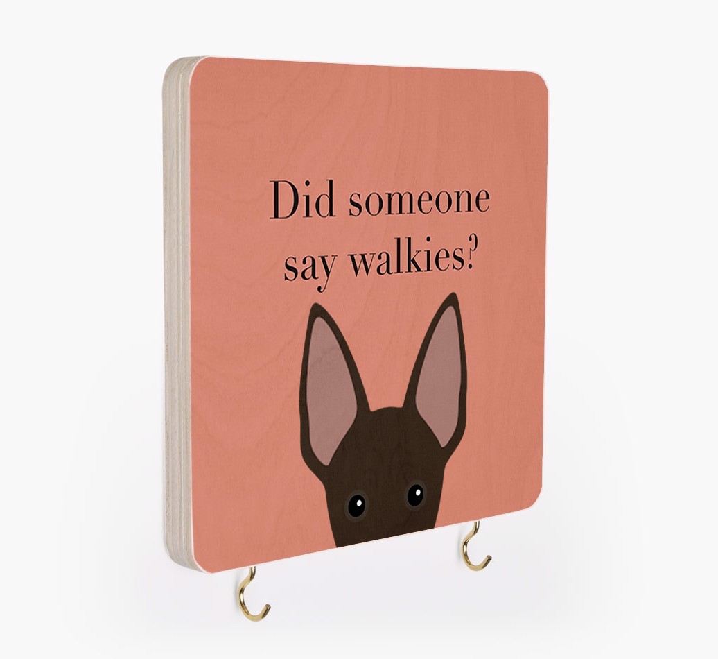 'Did Someone Say Walkies?' - Personalized {breedFullName} Lead & Collar Hanger