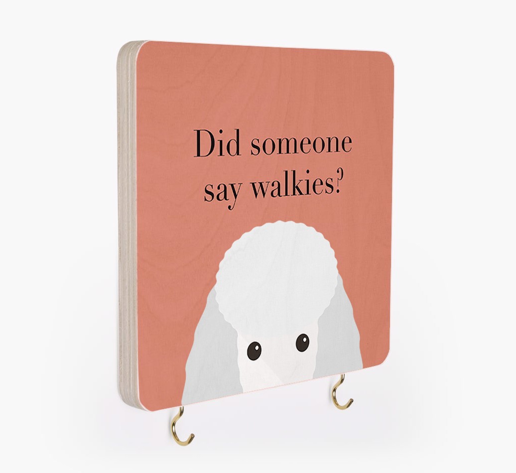 'Did Someone Say Walkies?' - Personalized {breedFullName} Lead & Collar Hanger