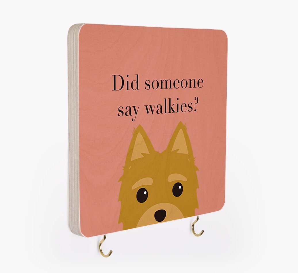 'Did Someone Say Walkies?' - Personalized {breedFullName} Lead & Collar Hanger