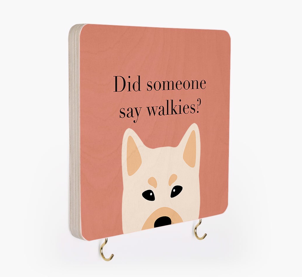 'Did Someone Say Walkies?' - Personalized {breedFullName} Lead & Collar Hanger