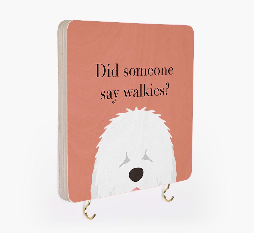 'Did Someone Say Walkies?' - Personalized {breedFullName} Lead & Collar Hanger
