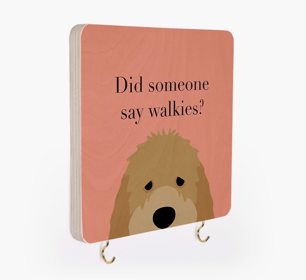 'Did Someone Say Walkies?' - Personalized {breedFullName} Lead & Collar Hanger