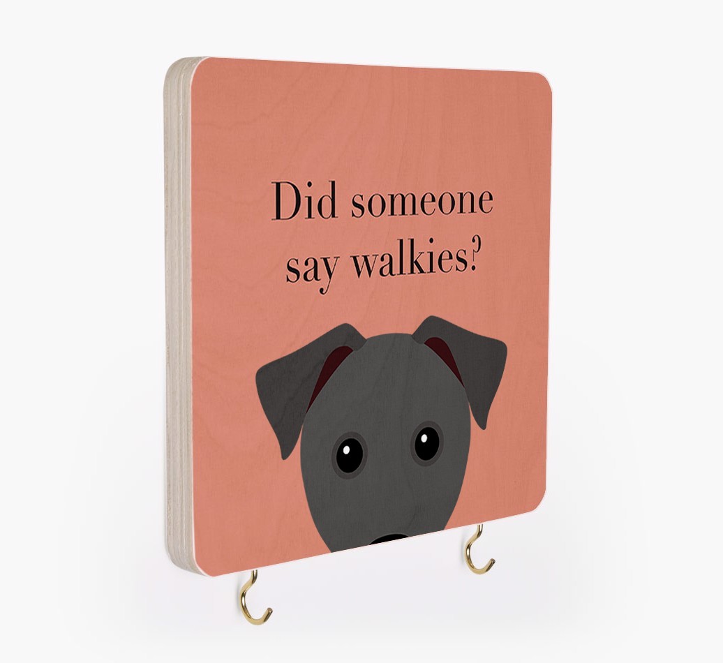 'Did Someone Say Walkies?' - Personalised {breedFullName} Lead & Collar Hanger